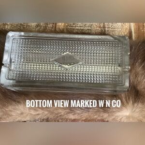 Vintage Paper Weight Pen Holder Pressed Glass Desk Accessory